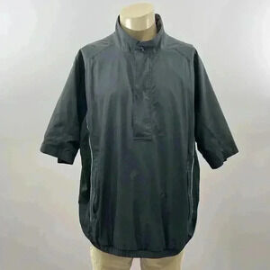 Rain Coat Jacket Size XXL/2X Black Windbreaker Golf Sportswear Logo Short Sleeve